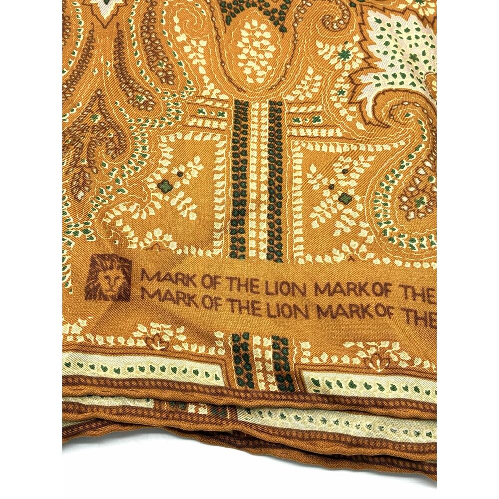 Vintage Anne Klein Mark of the Lion Scarf Paisley 30” Square Fall Colors - Picture 3 of 4